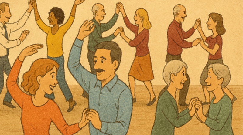 eine Illustration von tanzenden Menschen erstellt via KI